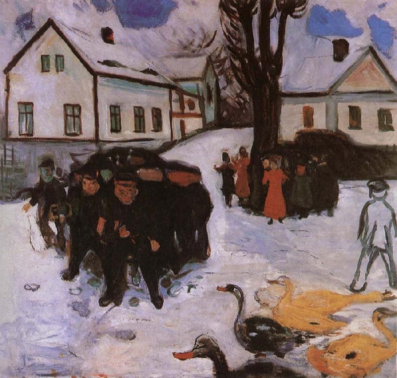 Edvard Munch Youngling and a group of duck oil painting picture